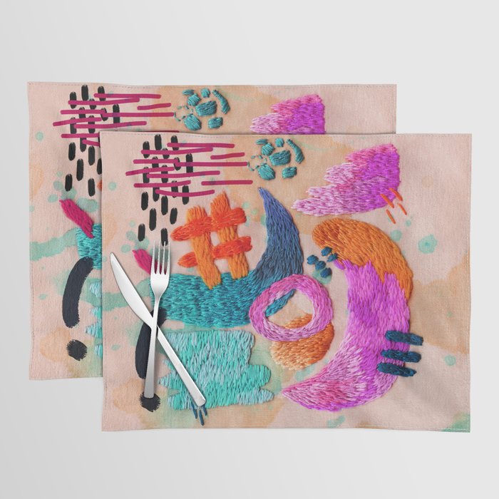abstract embroidery Placemat Gallery Image 1