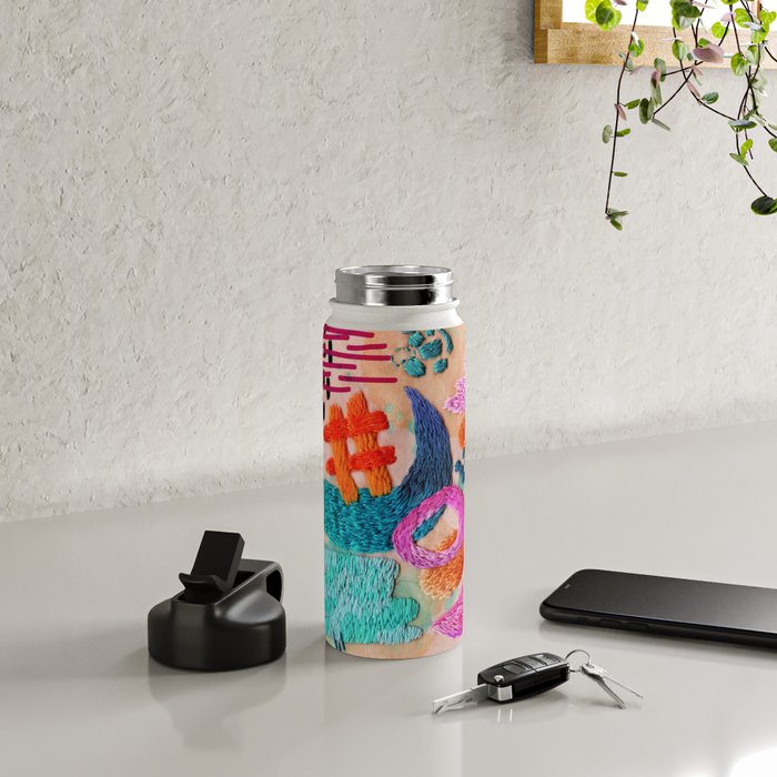 abstract embroidery Water Bottle Gallery Image 5