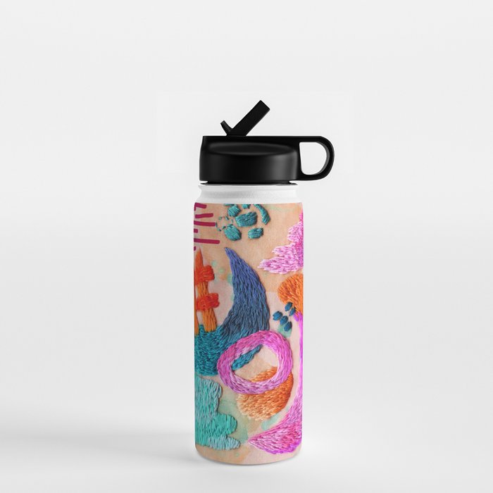abstract embroidery Water Bottle Gallery Image 1