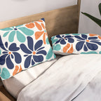 Abstract Flowers, Orange, Navy, Teal Pillow Sham Gallery Image 2