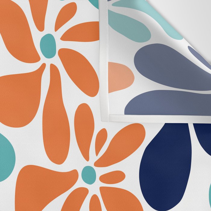 Abstract Flowers, Orange, Navy, Teal Wall Tapestry Gallery Image 3