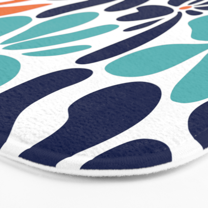 Abstract Flowers, Orange, Navy, Teal Bath Mat Gallery Image 3