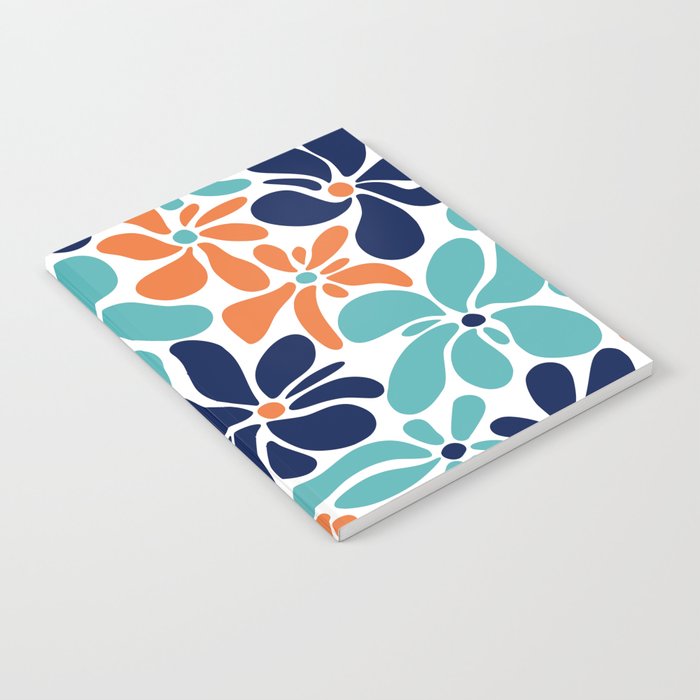 Abstract Flowers, Orange, Navy, Teal Notebook Gallery Image 1