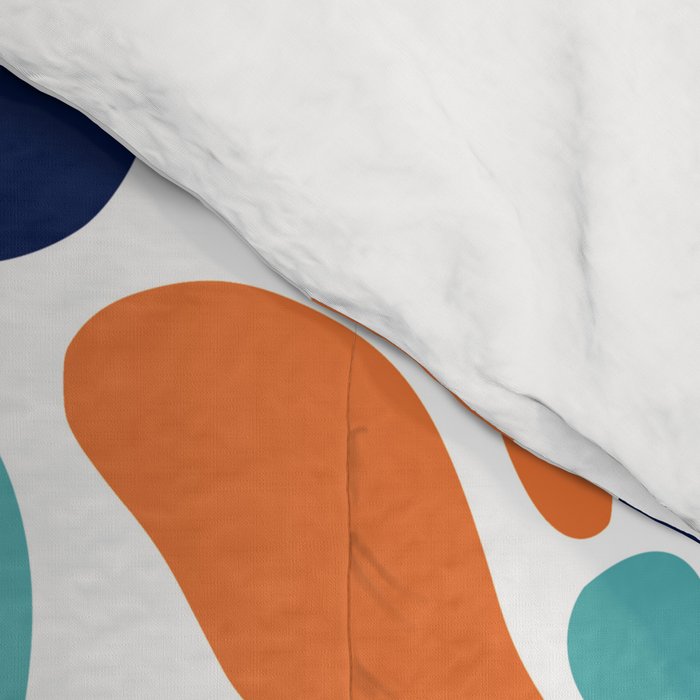 Abstract Flowers, Orange, Navy, Teal Comforter Gallery Image 4