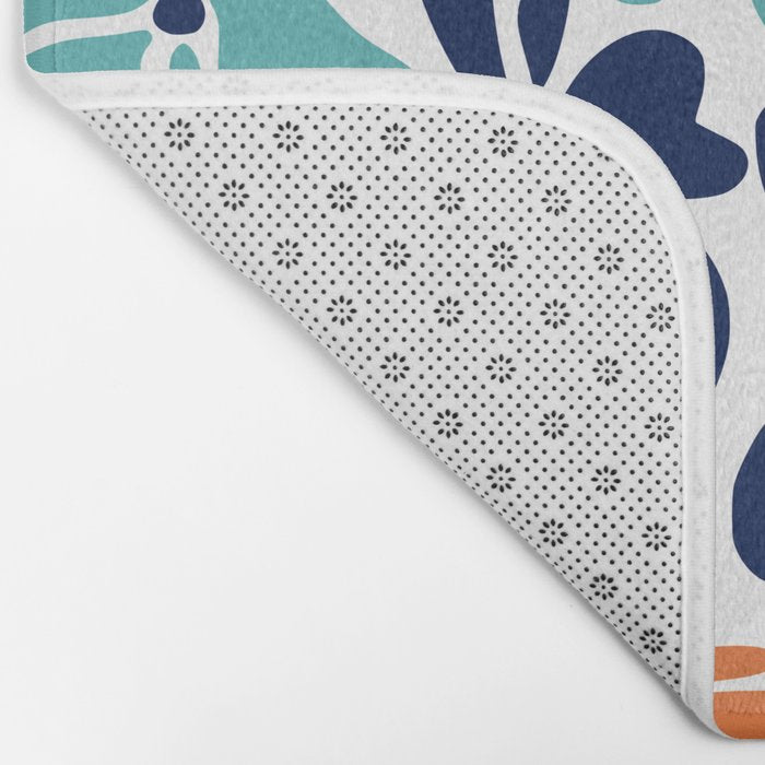 Abstract Flowers, Orange, Navy, Teal Bath Mat Gallery Image 2