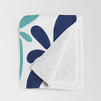 Abstract Flowers, Orange, Navy, Teal Throw Blanket Gallery Image 3