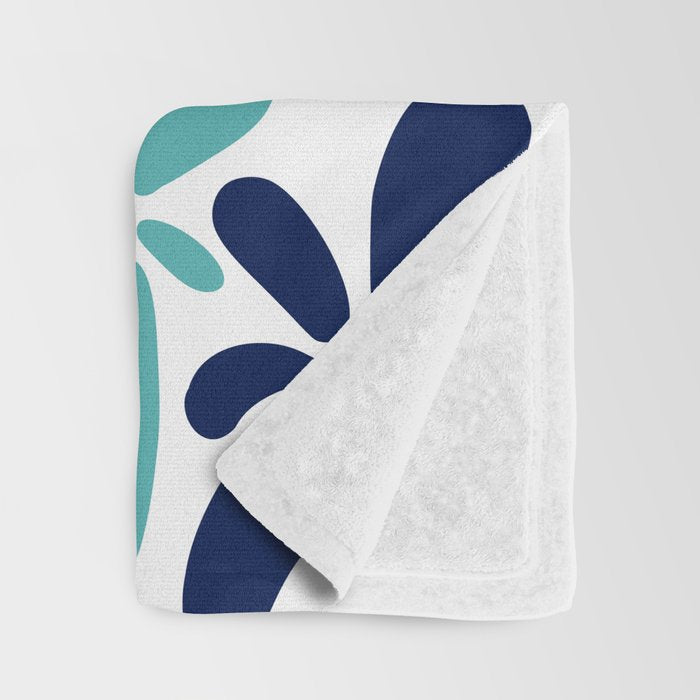 Abstract Flowers, Orange, Navy, Teal Throw Blanket Gallery Image 3