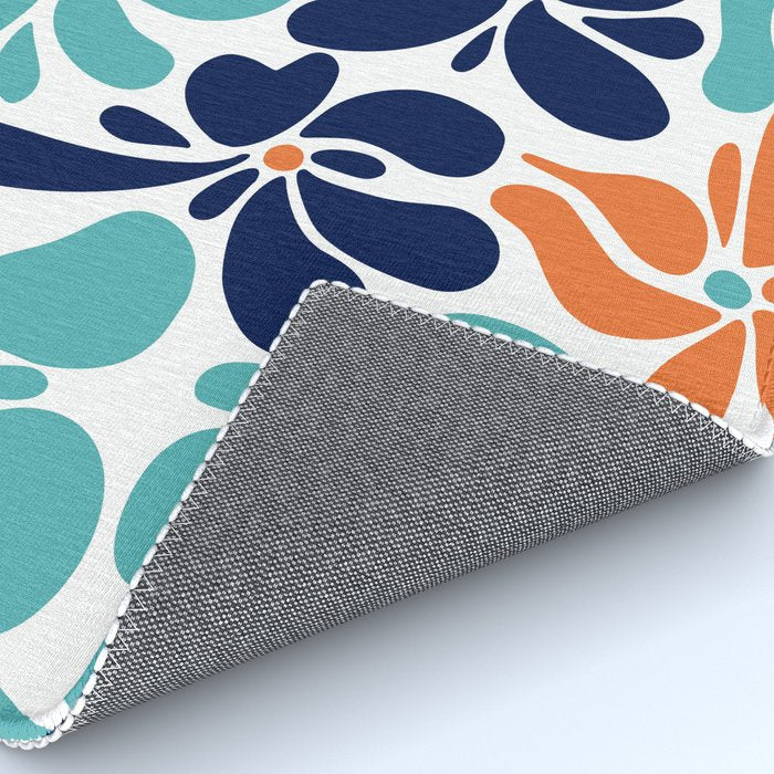 Abstract Flowers, Orange, Navy, Teal Rug Gallery Image 4