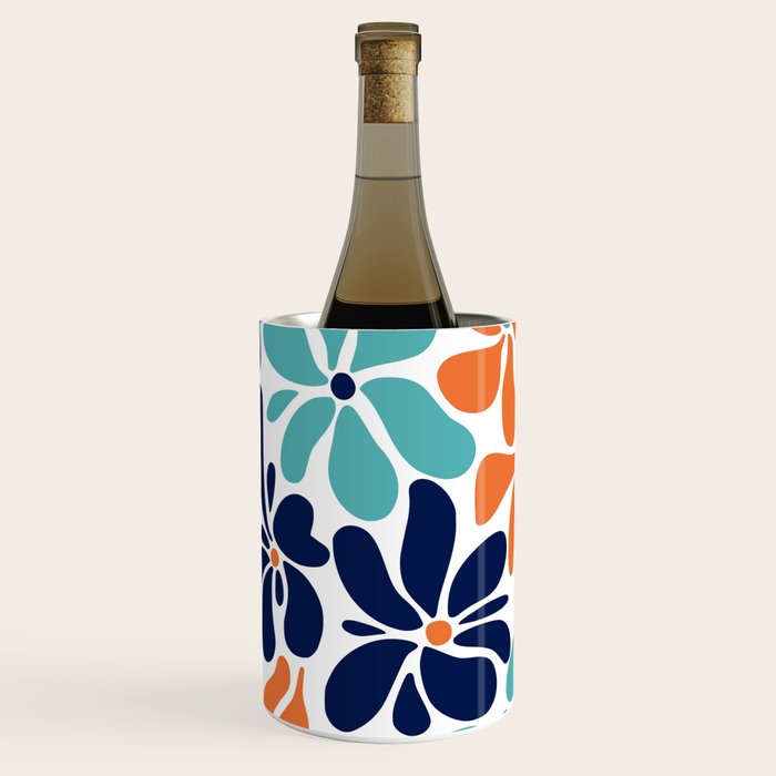 Abstract Flowers, Orange, Navy, Teal Wine Chiller Gallery Image 1