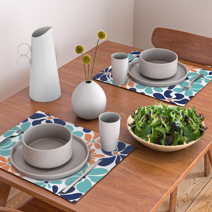 Abstract Flowers, Orange, Navy, Teal Placemat Gallery Image 2