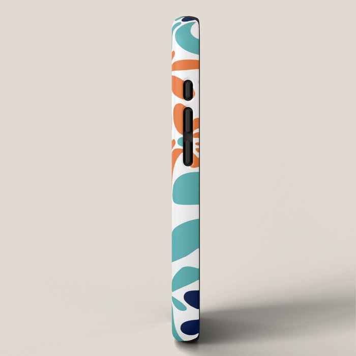 Abstract Flowers, Orange, Navy, Teal iPhone Case Gallery Image 2