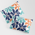 Abstract Flowers, Orange, Navy, Teal Pillow Sham Gallery Image 3