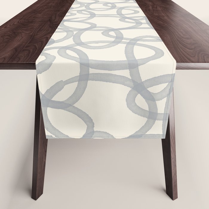 Watercolor Circles - Blue Cream Table Runner Gallery Image 1