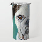 White Boxer Dog Painting Travel Mug Gallery Image 3