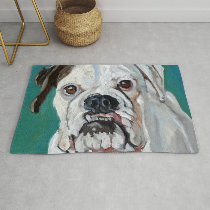 White Boxer Dog Painting Rug Gallery Image 1