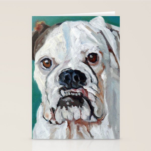 White Boxer Dog Painting Stationery Card Gallery Image 1