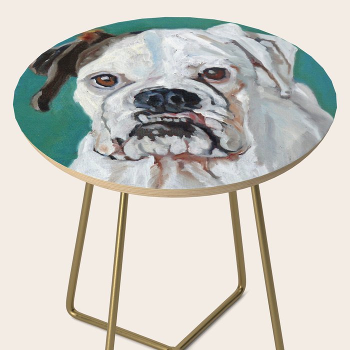 White Boxer Dog Painting Side Table Gallery Image 2