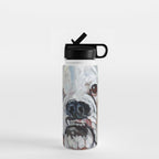 White Boxer Dog Painting Water Bottle Gallery Image 1