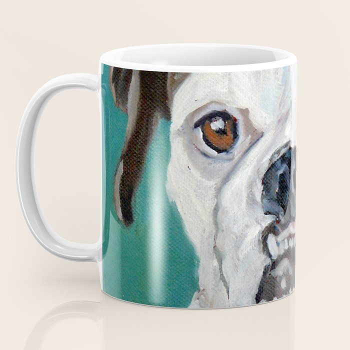 White Boxer Dog Painting Coffee Mug Gallery Image 3