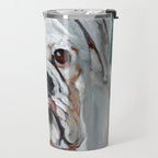 White Boxer Dog Painting Travel Mug Gallery Image 2