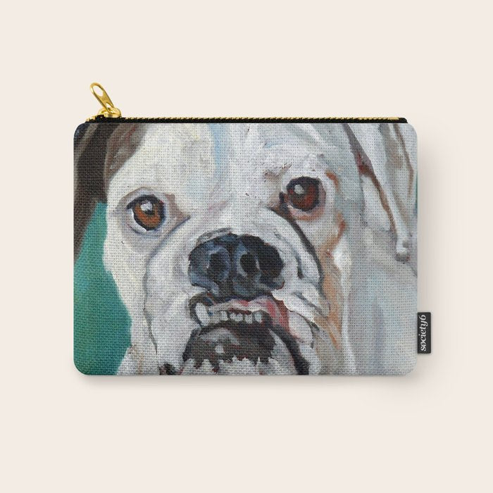 White Boxer Dog Painting Carry All Pouch Gallery Image 1