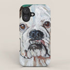 White Boxer Dog Painting iPhone Case Gallery Image 1