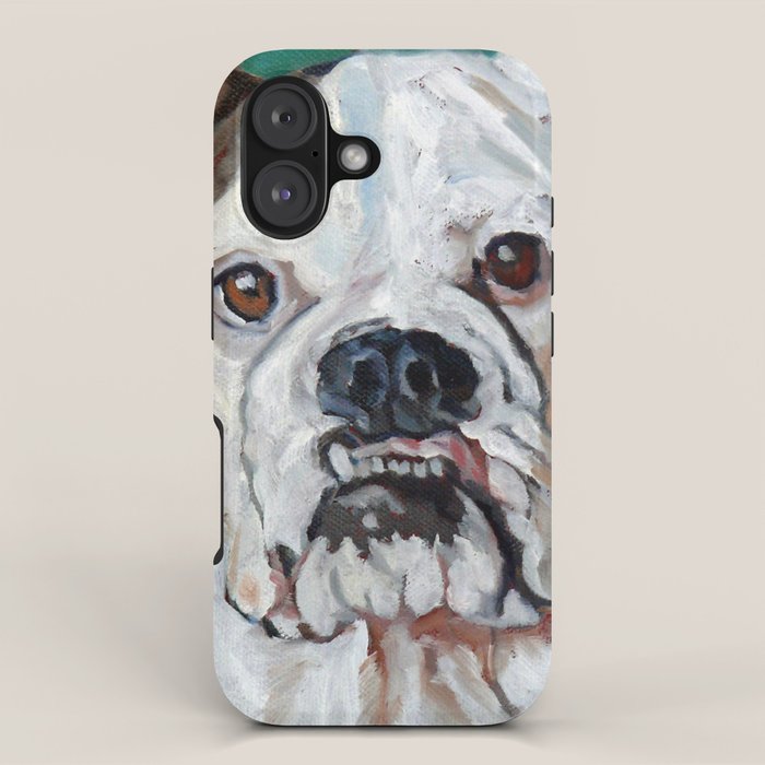 White Boxer Dog Painting iPhone Case Gallery Image 1