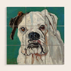 White Boxer Dog Painting Wood Wall Art Gallery Image 1