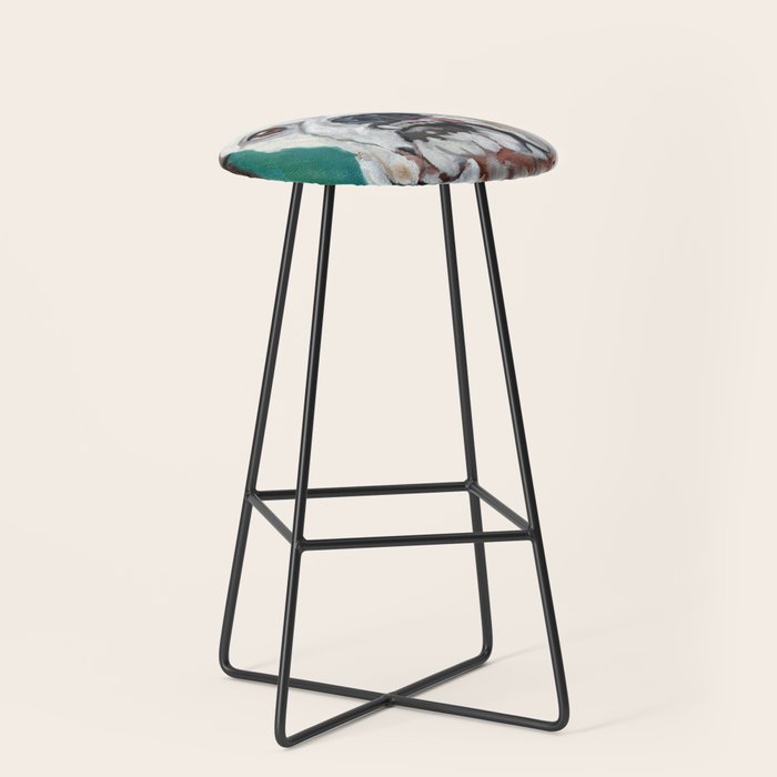 White Boxer Dog Painting Stool Gallery Image 1