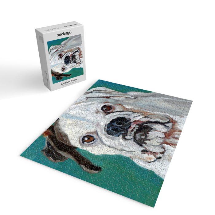White Boxer Dog Painting Jigsaw Puzzle Gallery Image 2