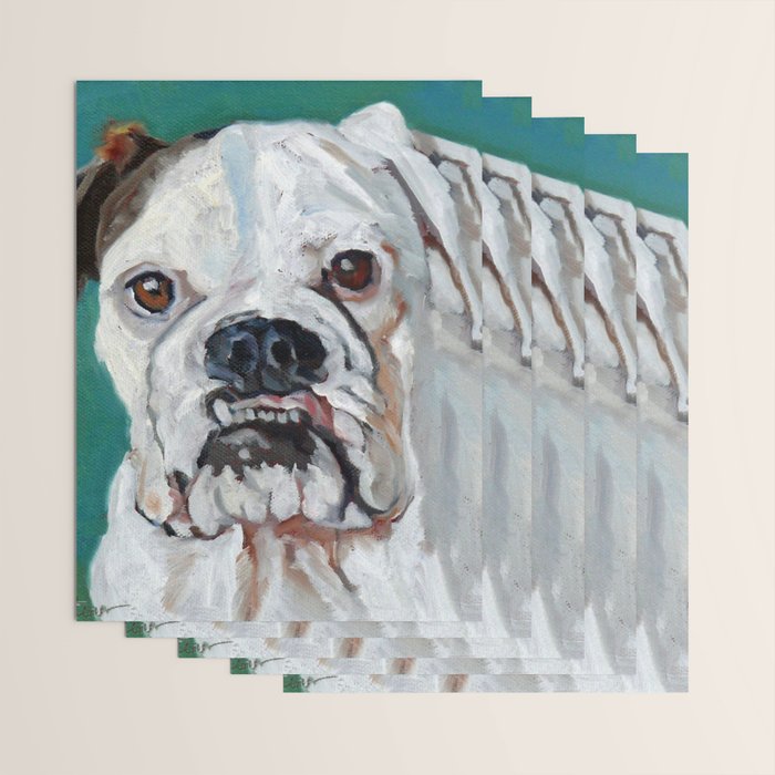 White Boxer Dog Painting Wrapping Paper Gallery Image 3