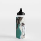 White Boxer Dog Painting Water Bottle Gallery Image 3