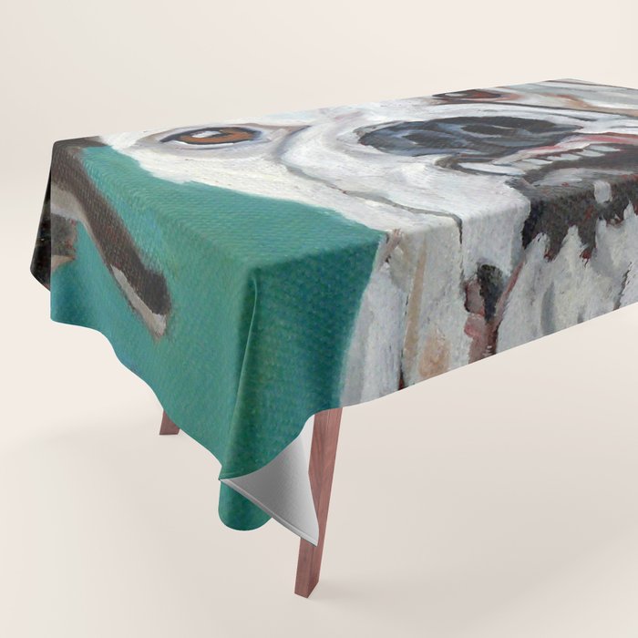 White Boxer Dog Painting Tablecloth Gallery Image 1
