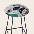 White Boxer Dog Painting Stool Gallery Image 2