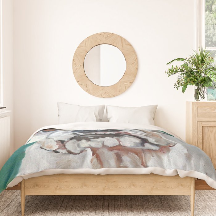 White Boxer Dog Painting Duvet Cover Gallery Image 3