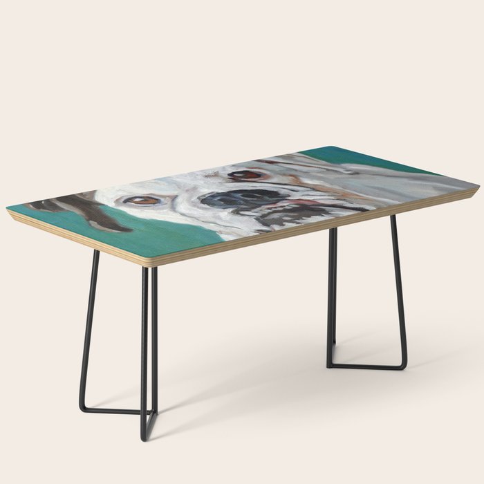 White Boxer Dog Painting Coffee Table Gallery Image 1