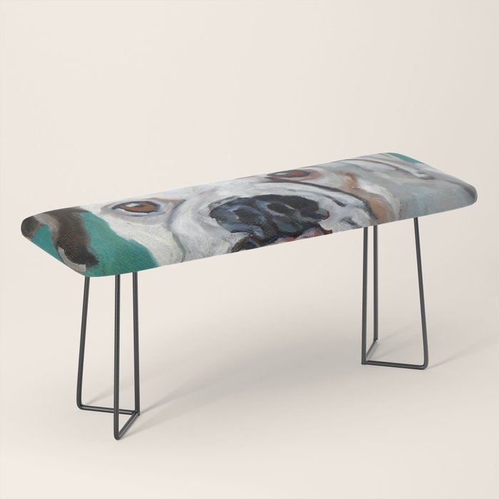 White Boxer Dog Painting Bench Gallery Image 1