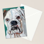 White Boxer Dog Painting Stationery Card Gallery Image 2