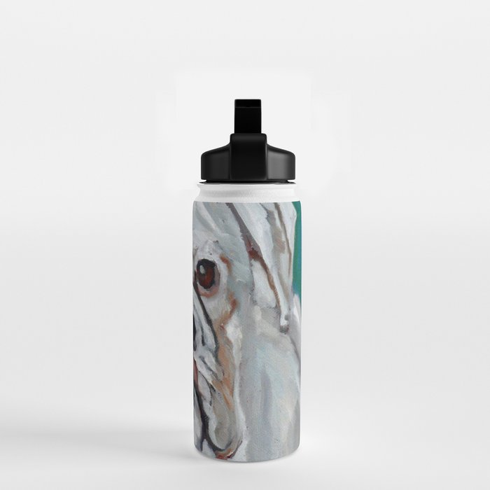White Boxer Dog Painting Water Bottle Gallery Image 2