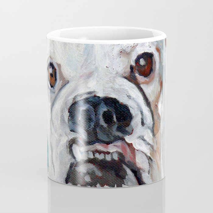 White Boxer Dog Painting Coffee Mug Gallery Image 4