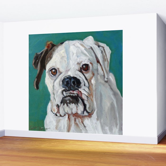 White Boxer Dog Painting Wall Mural Gallery Image 2