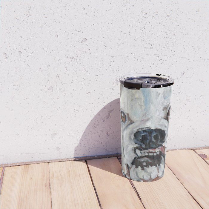 White Boxer Dog Painting Travel Mug Gallery Image 4
