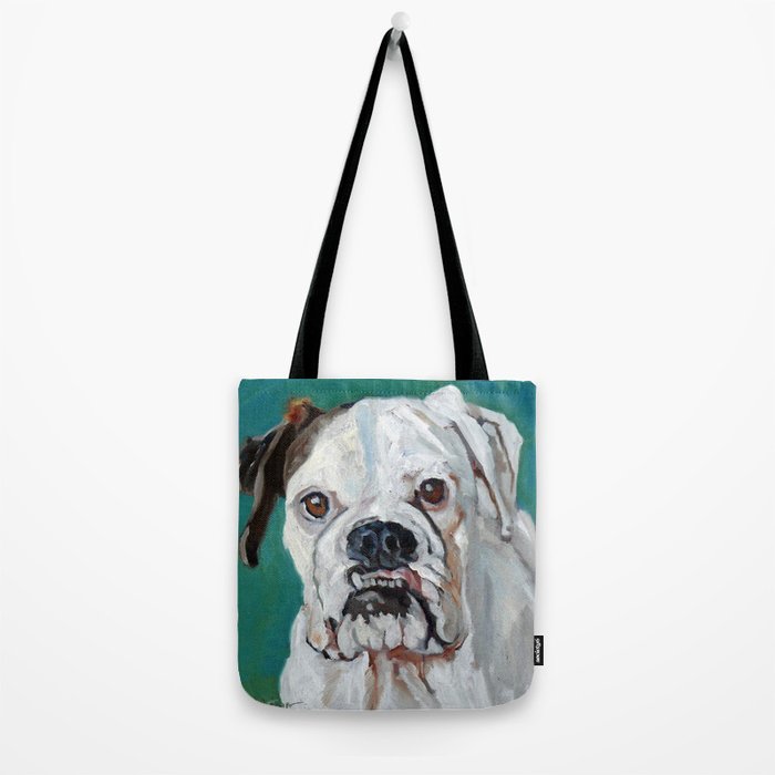 White Boxer Dog Painting Tote Bag Gallery Image 2