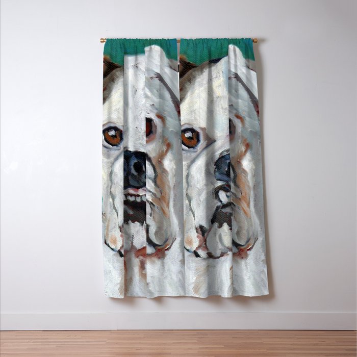 White Boxer Dog Painting Window Curtain Gallery Image 3