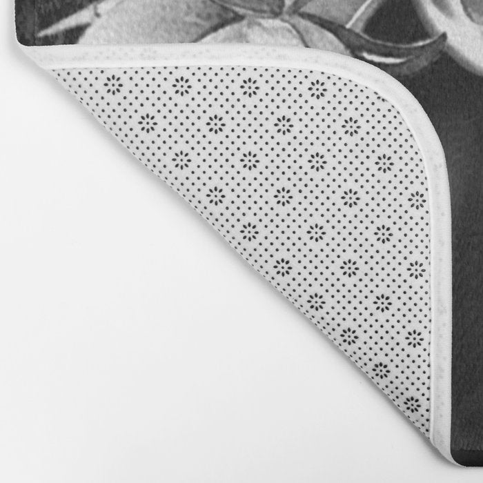 Floral Portrait-black and white Bath Mat Gallery Image 2