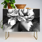 Floral Portrait-black and white Credenza Gallery Image 1