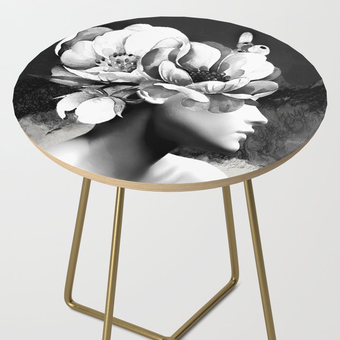 Floral Portrait-black and white Side Table Gallery Image 2