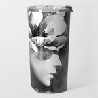 Floral Portrait-black and white Travel Mug Gallery Image 2