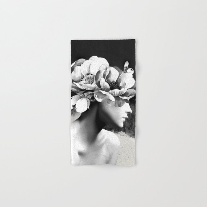 Floral Portrait-black and white Towels Gallery Image 1