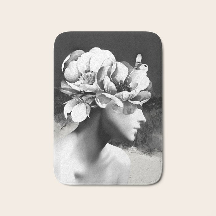 Floral Portrait-black and white Bath Mat Gallery Image 1